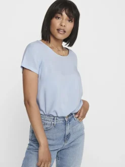 ONLFIRST ONE LIFE SS SOLID TOP WVN cashmere blue