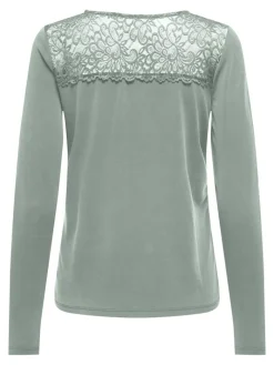 ONLFREE LIFE L/S O-NECK LACE TOP JRS aqua gray