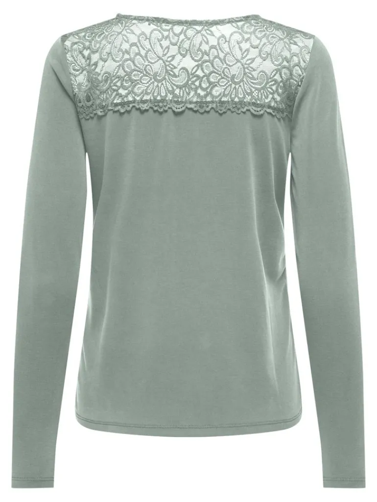 ONLFREE LIFE L/S O-NECK LACE TOP JRS aqua gray