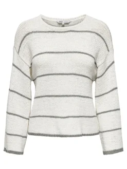 ONLGEENA 7/8 STRIPE O-NECK KNT NOOS cloud dancer1