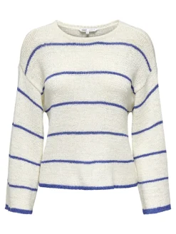 ONLGEENA 7/8 STRIPE O-NECK KNT NOOS cloud dancer2