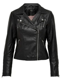 ONLGEMMA FAUX LEATHER BIKER OTW NOOS black