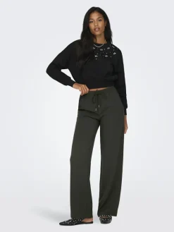 ONLGINNY HW WIDE PULL-UP PANT OY PNT black olive