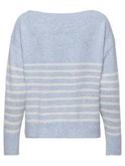 ONLGLORY LIFE LS BOATNECK KNT soft chambray