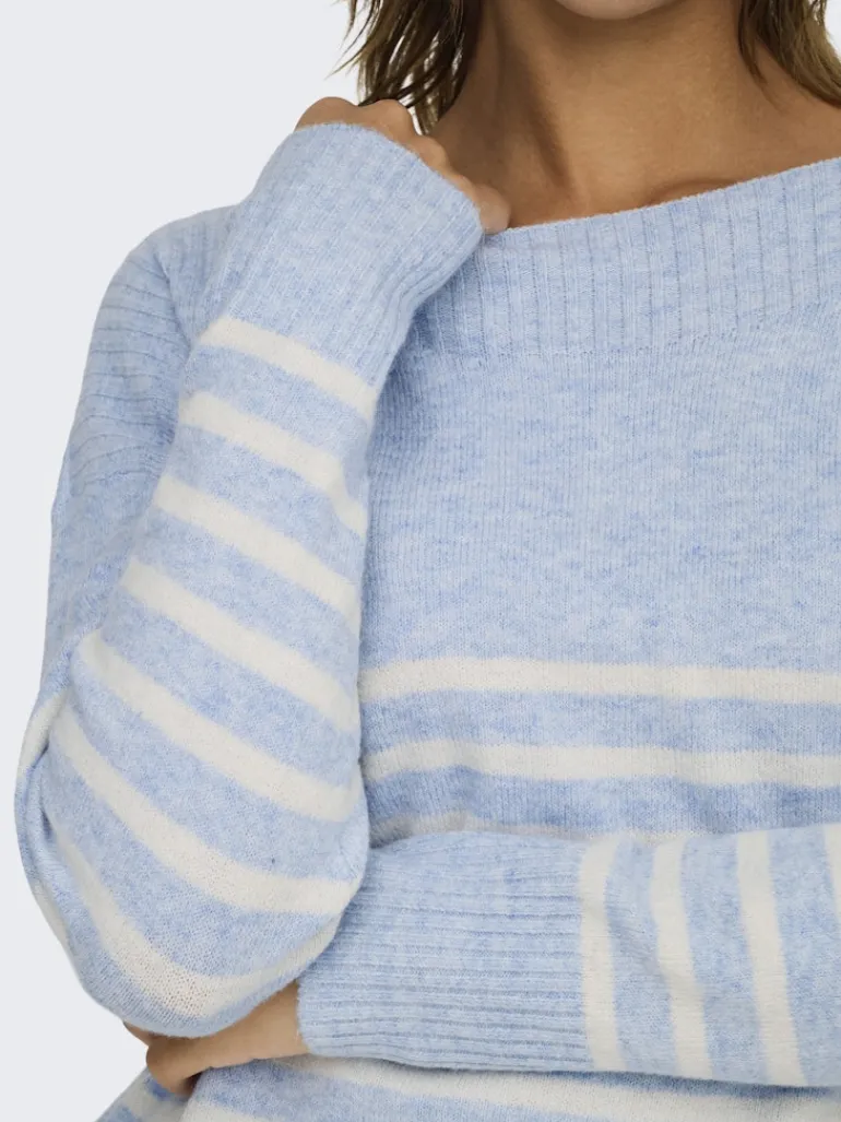 ONLGLORY LIFE LS BOATNECK KNT soft chambray