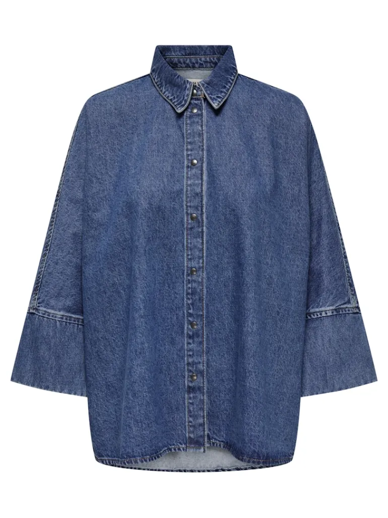 ONLGRACE 3/4 DNM SHIRT CRO NOOS medium blue denim