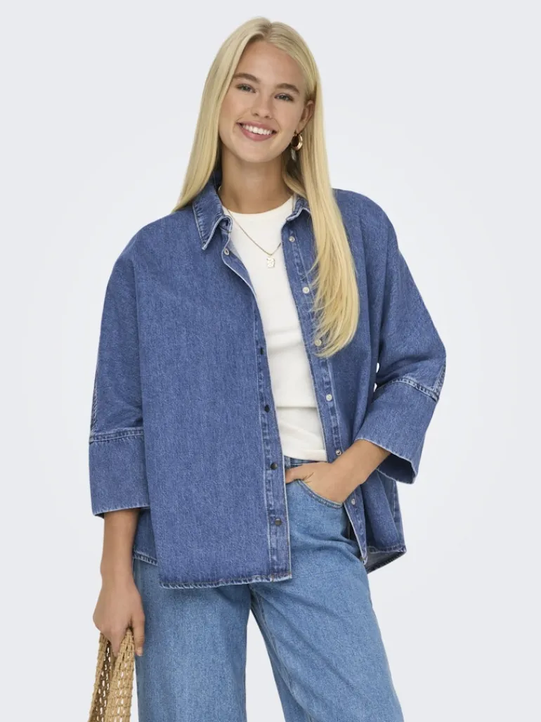 ONLGRACE 3/4 DNM SHIRT CRO NOOS medium blue denim