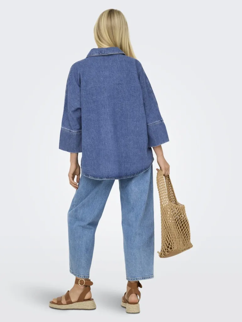 ONLGRACE 3/4 DNM SHIRT CRO NOOS medium blue denim