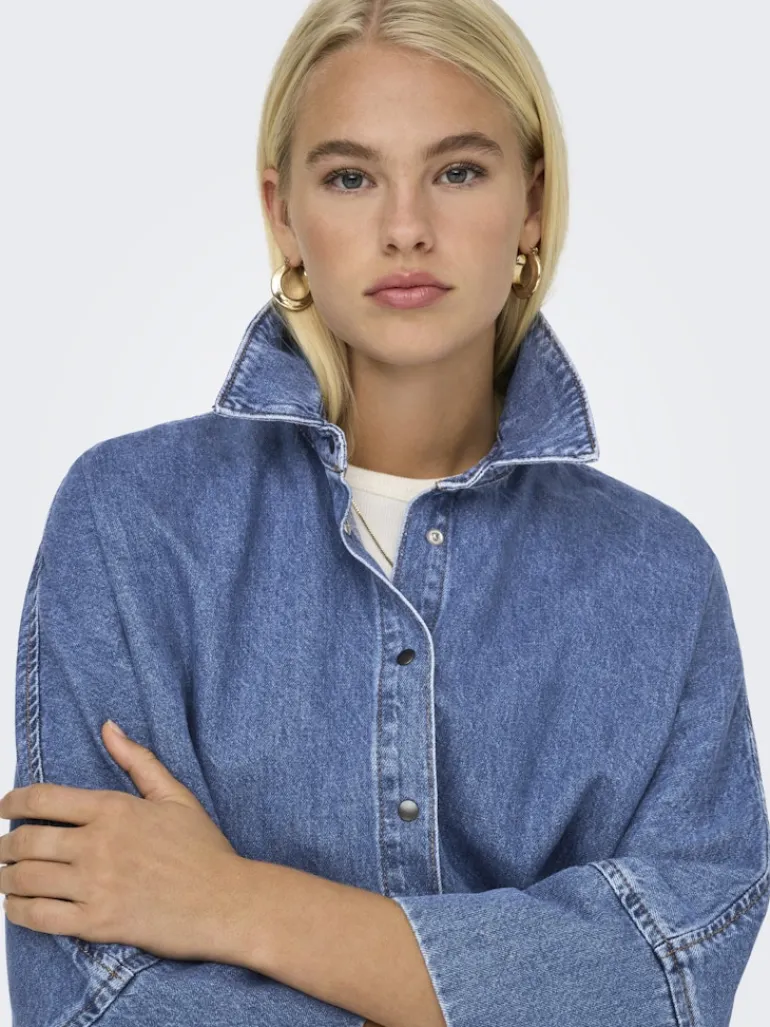 ONLGRACE 3/4 DNM SHIRT CRO NOOS medium blue denim