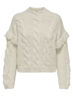 ONLHOLLY LS SHORT CABLE HIGH NECK RP KNT birch