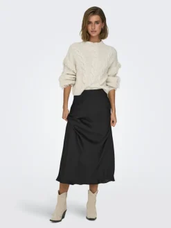 ONLHOLLY LS SHORT CABLE HIGH NECK RP KNT birch