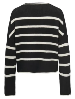 ONLIBI LS STRIPE O-NECK KNT black