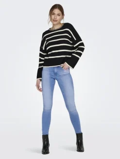 ONLIBI LS STRIPE O-NECK KNT black