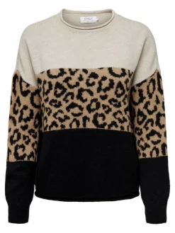 ONLJADE ANIMAL LS O-NECK KNT NOOS moonbeam