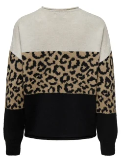 ONLJADE ANIMAL LS O-NECK KNT NOOS moonbeam
