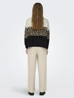 ONLJADE ANIMAL LS O-NECK KNT NOOS moonbeam