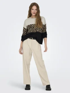 ONLJADE ANIMAL LS O-NECK KNT NOOS moonbeam