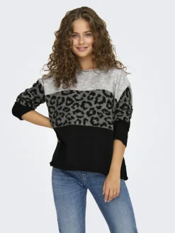 ONLJADE ANIMAL LS O-NECK KNT NOOS light grey melange