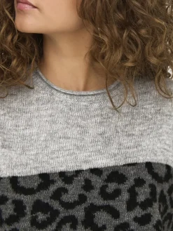 ONLJADE ANIMAL LS O-NECK KNT NOOS light grey melange