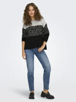 ONLJADE ANIMAL LS O-NECK KNT NOOS light grey melange