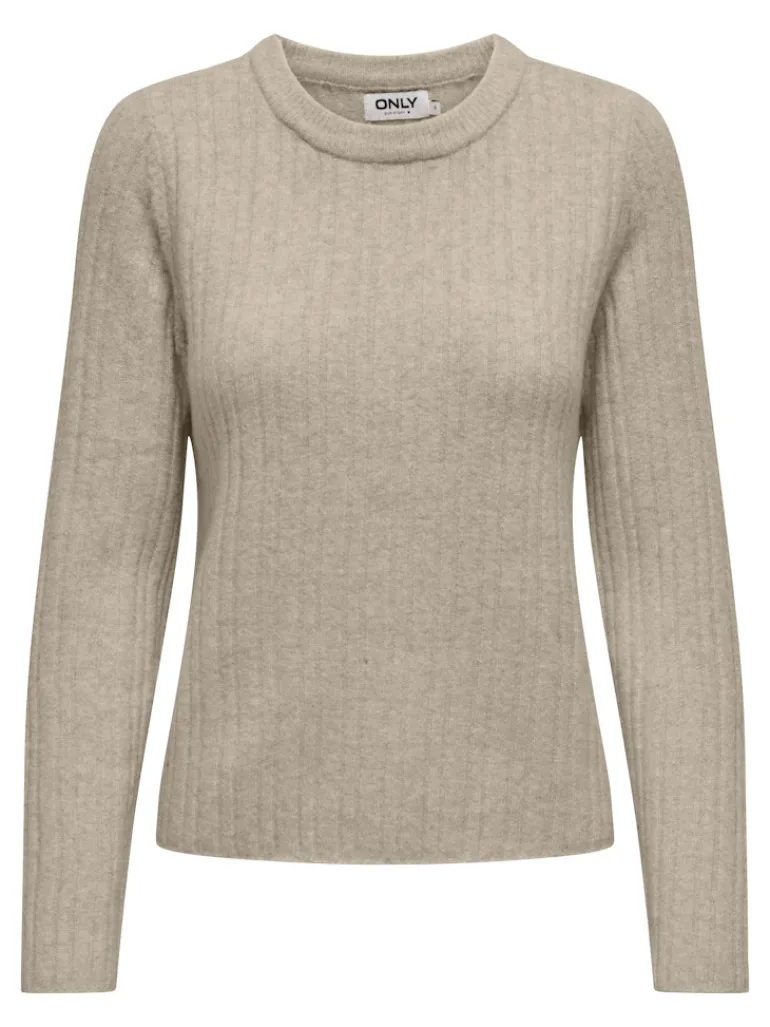 ONLJEANETT LIFE L/S RIB O-NECK CC KNT humus