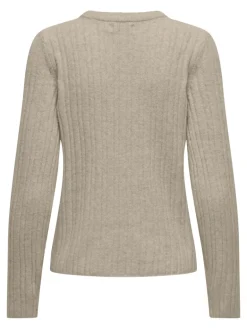 ONLJEANETT LIFE L/S RIB O-NECK CC KNT humus