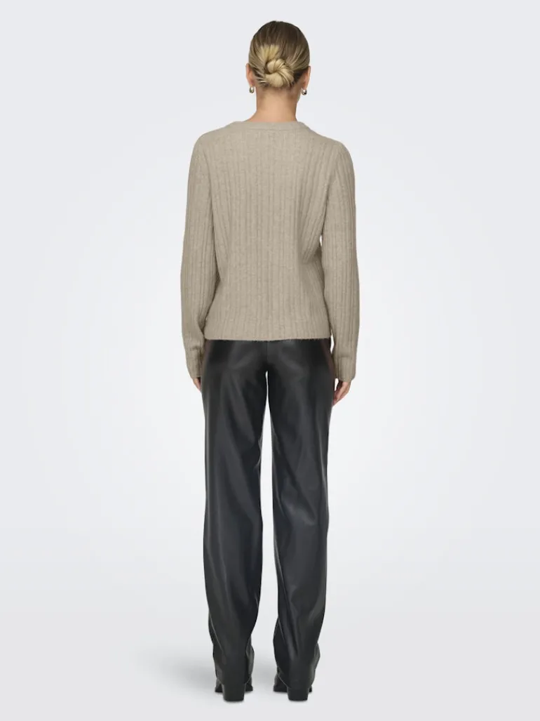 ONLJEANETT LIFE L/S RIB O-NECK CC KNT humus