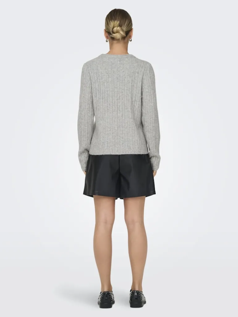 ONLJEANETT LIFE L/S RIB O-NECK CC KNT light grey melange