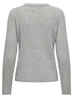 ONLJEANETT LIFE L/S RIB O-NECK CC KNT light grey melange