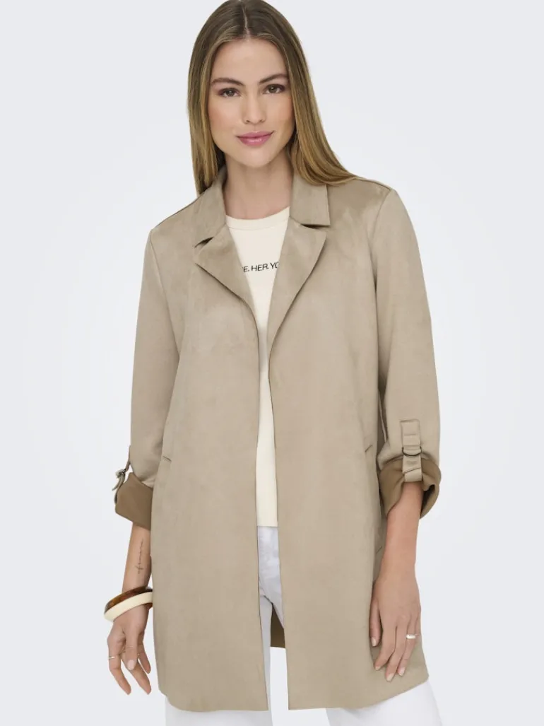 ONLJOLINE FAUX SUEDE COAT LIFE CC OTW silver mink