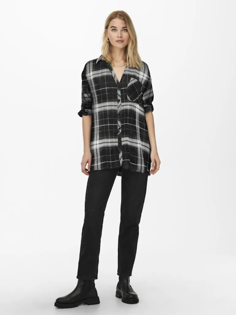 ONLKAROLINA L/S SHIRT NOOS WVN black-black-cloud dancer