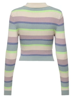 ONLKAROL LS CROP RIB BUTTON POLO CC KNT birch