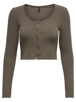 ONLKAYA L/S CROPPED TOP JRS walnut