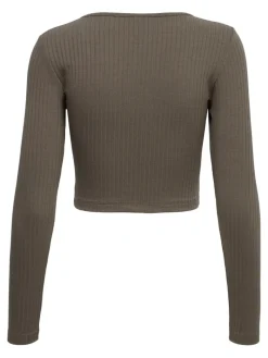 ONLKAYA L/S CROPPED TOP JRS walnut