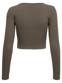 ONLKAYA L/S CROPPED TOP JRS walnut