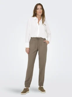 ONLKELDA-EMERY MW PULL-UP PANTS PNT NOOS walnut