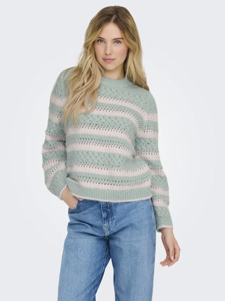 ONLKIMA LS LIFE STRIPE O-NECK CC KNT icy morn