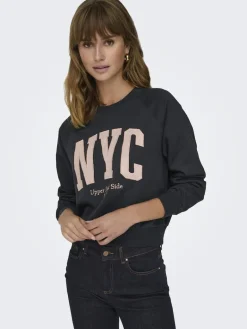 ONLLANEY L/S NEW YORK O-NECK BOX SWT black