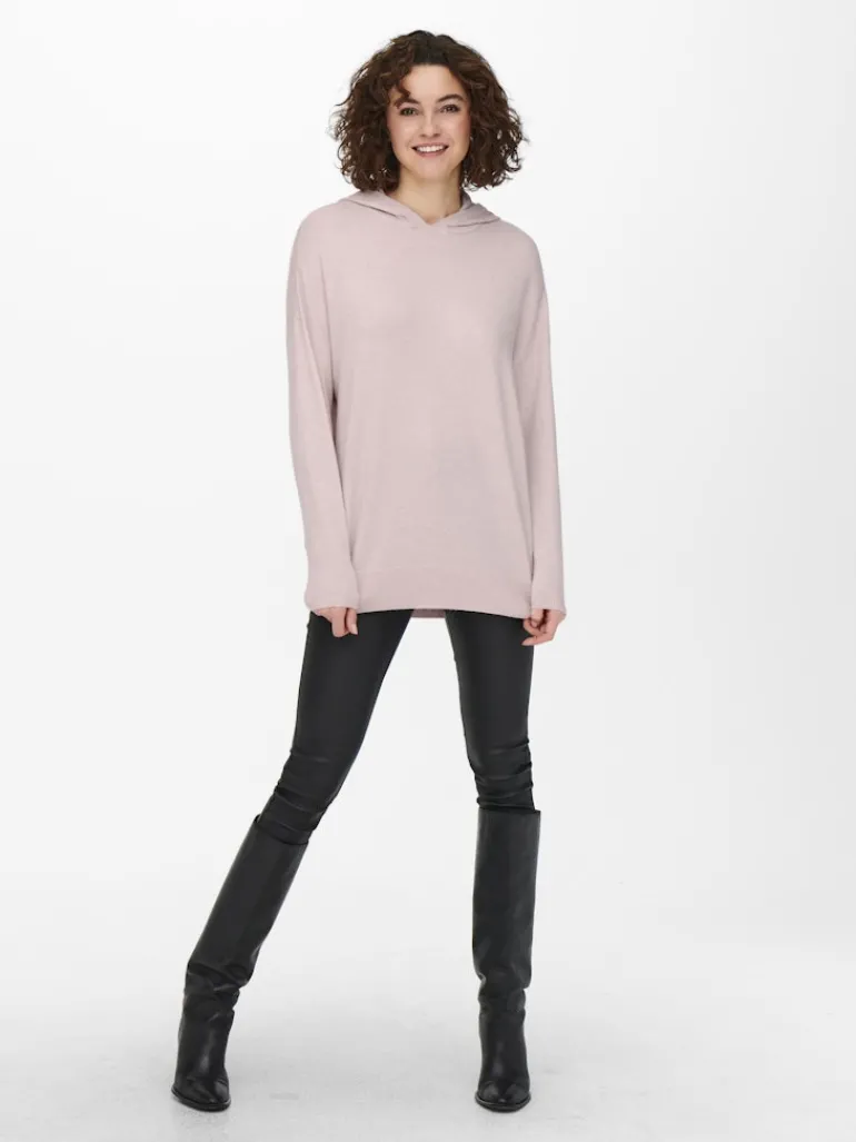 ONLLELY L/S LOOSE HOOD PULLOVER KNT sepia rose