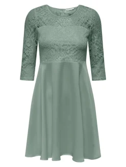 ONLLIVA 3/4 LACE MIX DRESS CS WVN lily pad