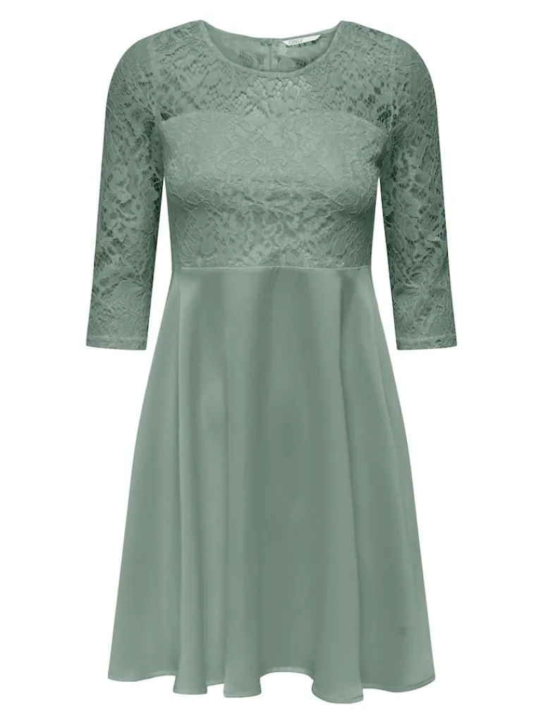ONLLIVA 3/4 LACE MIX DRESS CS WVN lily pad
