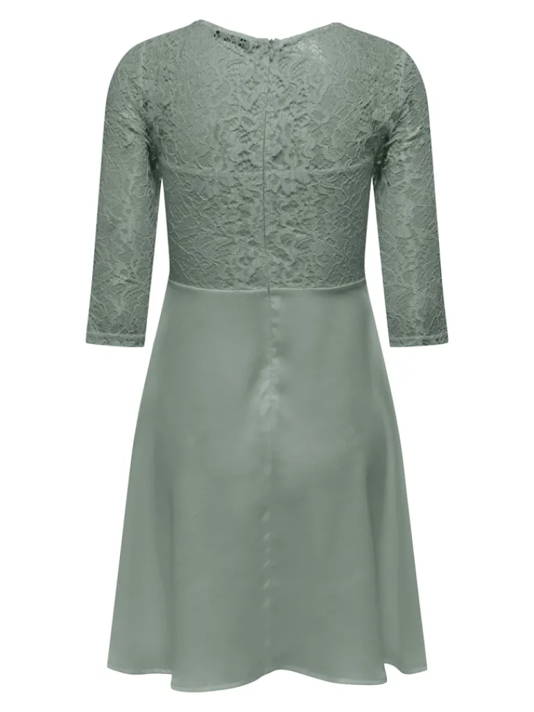 ONLLIVA 3/4 LACE MIX DRESS CS WVN lily pad