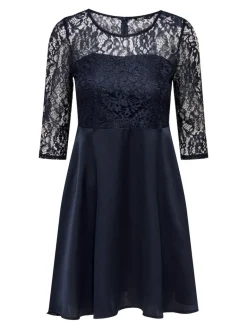 ONLLIVA 3/4 LACE MIX DRESS CS WVN night sky