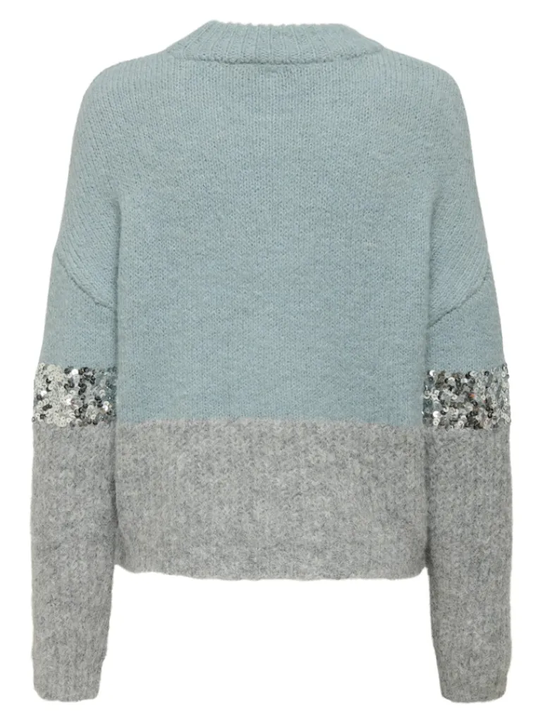ONLMAINE LIFE LS SEQUIN BLOCK O-NECK KNT arona