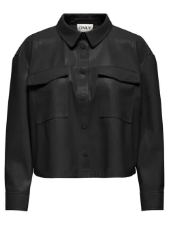 ONLMARINA L/S FAUX JACKET PNT black