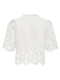 ONLMIFFY S/S EMB TIE TOP NOOS WVN cloud dancer
