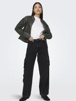 ONLMINDY FAUX LEATHER JACKET OTW black
