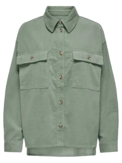 ONLMOXIE L/S CORD SLIT SHACKET CC PNT lily pad