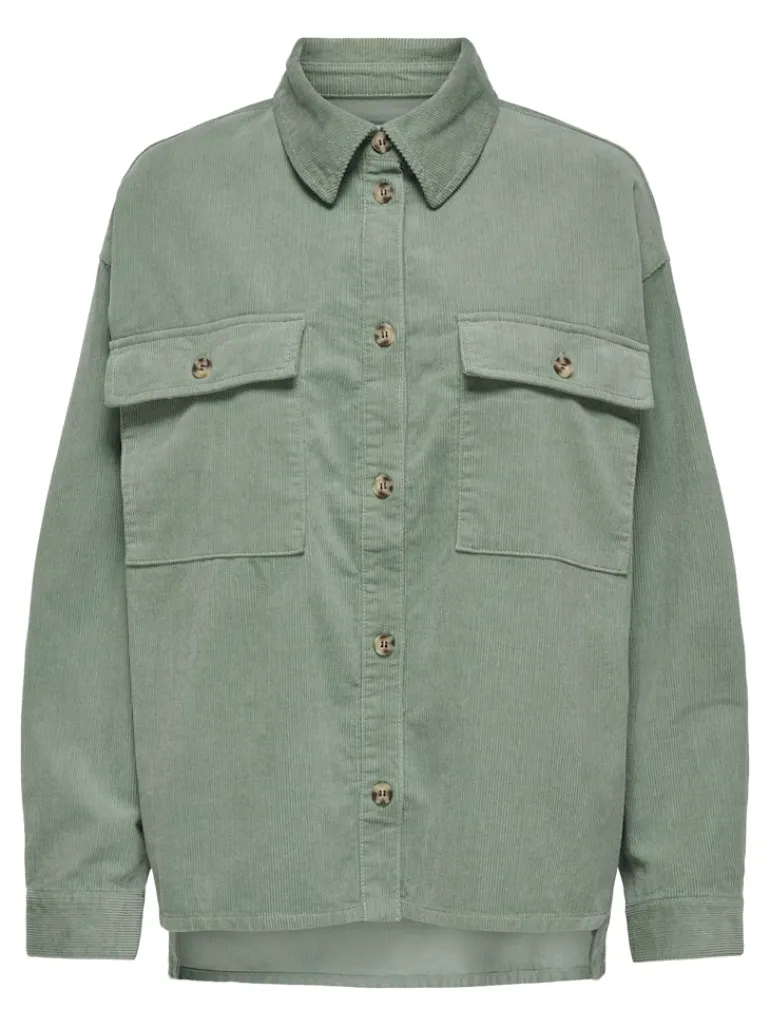 ONLMOXIE L/S CORD SLIT SHACKET CC PNT lily pad