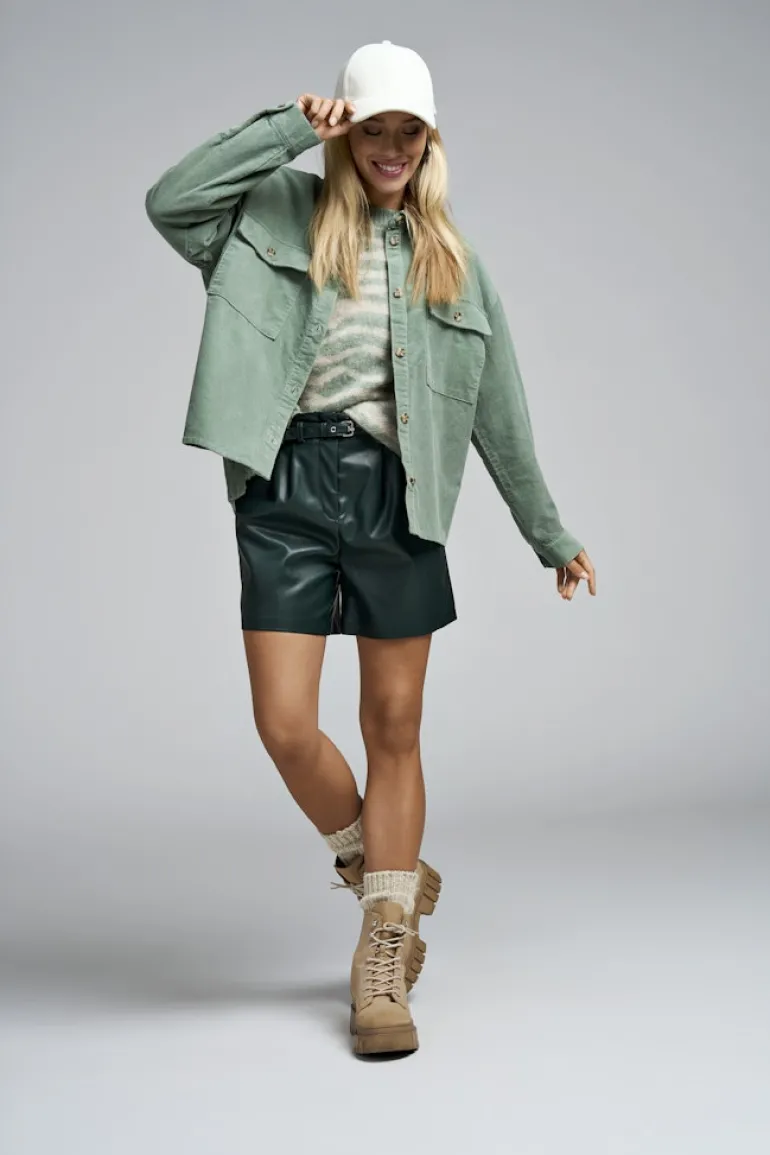 ONLMOXIE L/S CORD SLIT SHACKET CC PNT lily pad